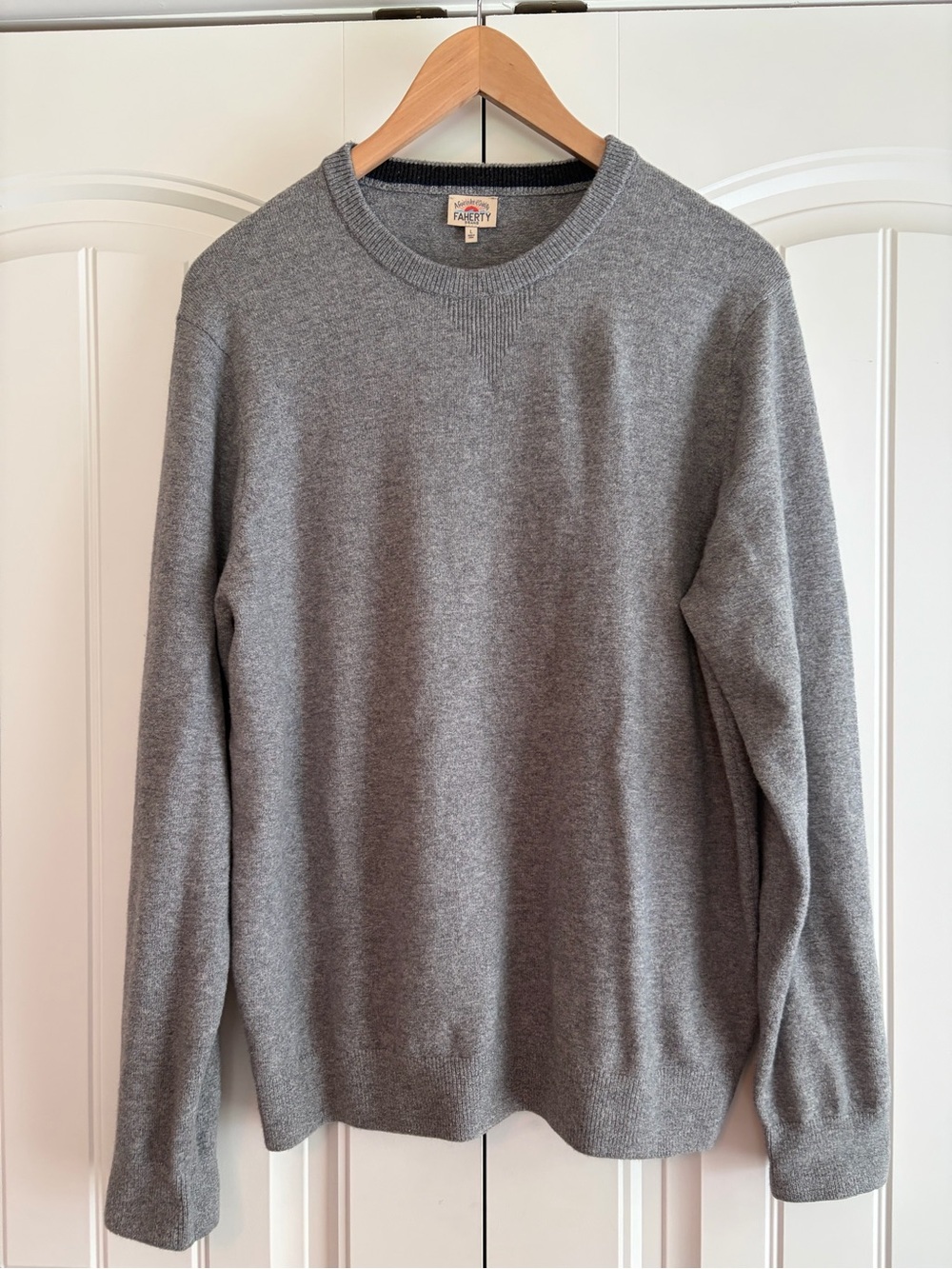 Faherty Jackson Sweater Mens L Heather Knit Crew Neck Cotton Blend Stretch Knit